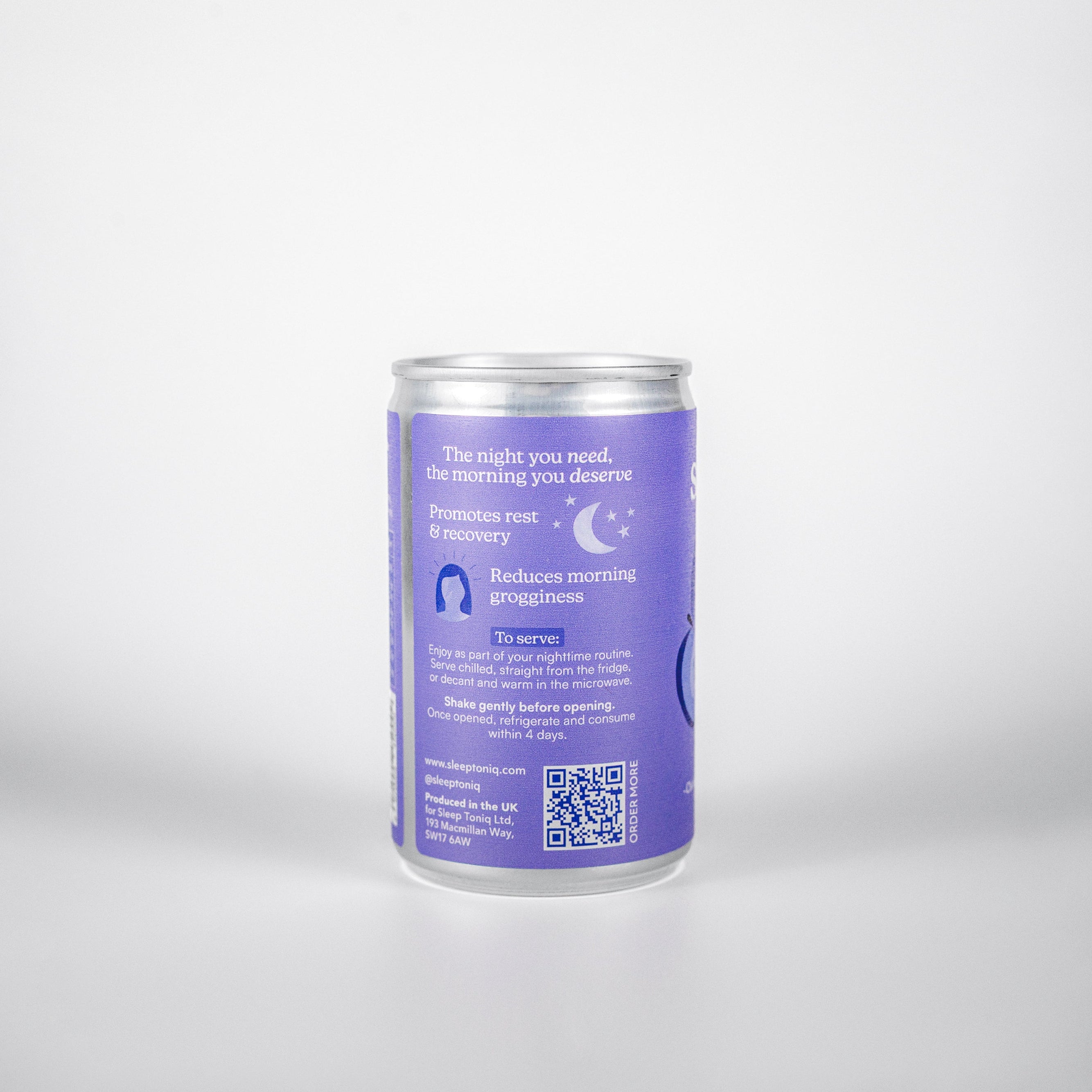Sleep Toniq: Natural sleep drink. Back of can
